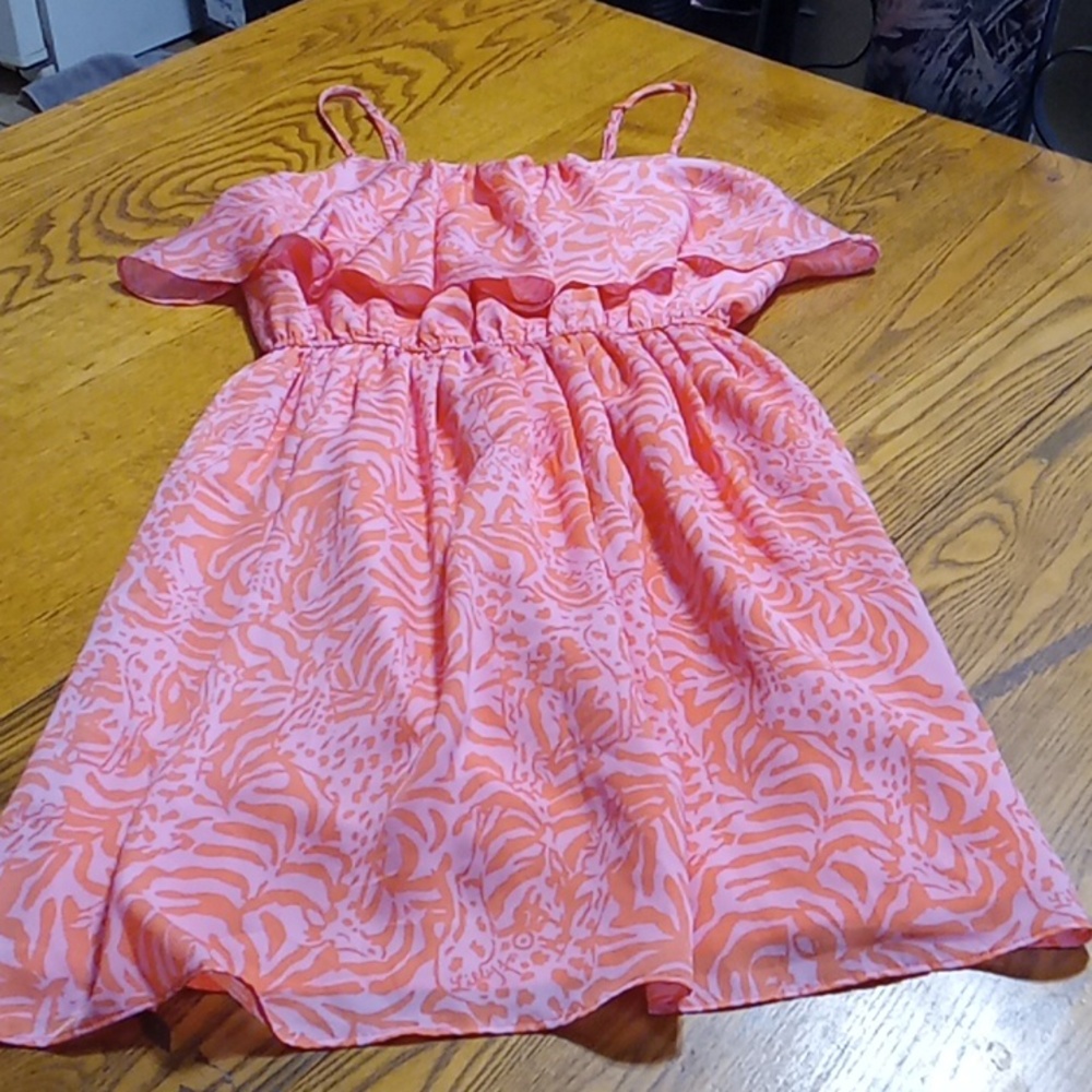 LILLY PULITZER Womens SMALL PETITE White Dress Preowned ORANGE PINK SP MINI - Picture 1 of 8